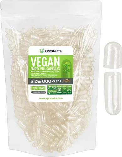 Vista 9 de XPRS Nutra Cápsulas vacías de tamaño vegano 000 – 100 cápsulas veganas vacías transparentes – Píldora vegetariana – Relleno de cápsulas vegetales