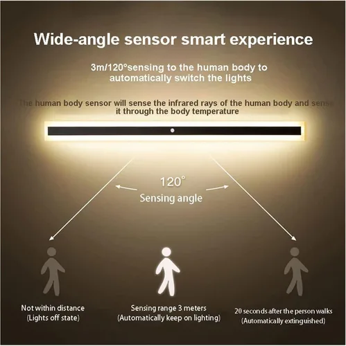 Vista 2 de Lámpara de pared LED con sensor de movimiento, tira de luz de pared lineal, lámpara de pared con sensor de movimiento activado por movimiento