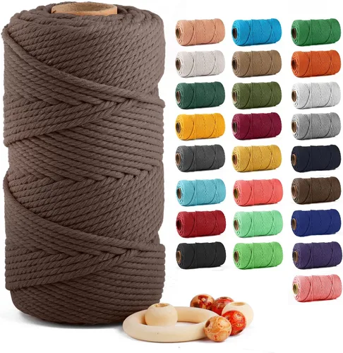 Vista 56 de ZUEXT Cordón de algodón para macramé de 4 mm x 500 m, ZUEXT Cordones trenzados naturales hechos a mano en verde manzana de 4 hebras, cuerda de lana