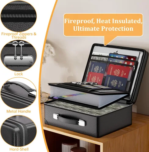 Vista 4 de DocSafe Caja de Documentos Ignífuga de 6400°F con Cerradura, Caja Fuerte de Caso Duro Aislada Térmicamente Ignífuga Resistente al Agua de 10 Capas