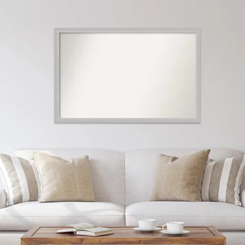 Vista 413 de Amanti Art Silver Bathroom Mirror for Over Sink, 26x35 Custom Made Marred Pewter Rectangle Vanity Mirror, Large Casual Wood Frame, Hangs Horizonally