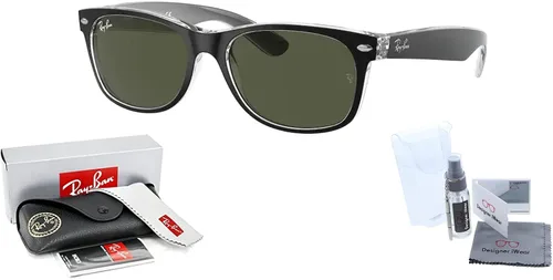 Vista 2 de Ray-Ban RB2132 NEW WAYFARER - Gafas de sol para hombres y mujeres + paquete con kit de cuidado de gafas de cortesía de diseñador iWear