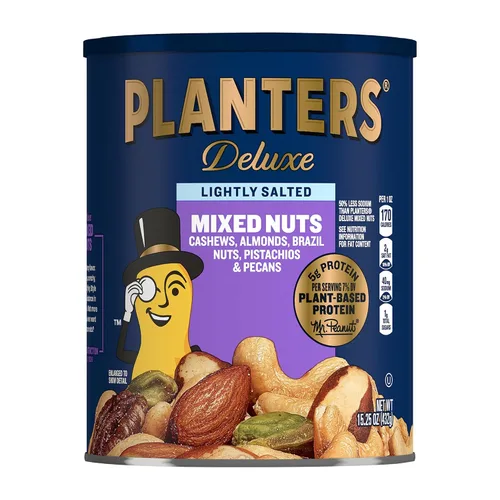 Vista 7 de PLANTERS - Nueces mixtas de lujo tostadas: anacardos, almendras, nueces de Brasil, pistachos y pecanas, proteína vegetal, bocadillo rápido