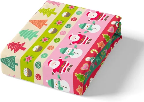 Vista 5 de Juego de sábanas con diseño de Papá Noel y muñeco de nieve para niños, niñas y niños, de temática navideña, juego de cama con diseño de árbol