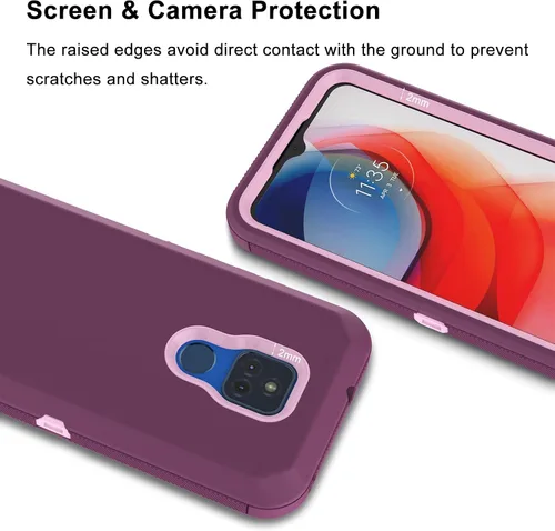 Vista 5 de Funda para Moto G Play, resistente armadura resistente contra caídas, a prueba de golpes, cubierta de plástico duro, parachoques de goma, funda