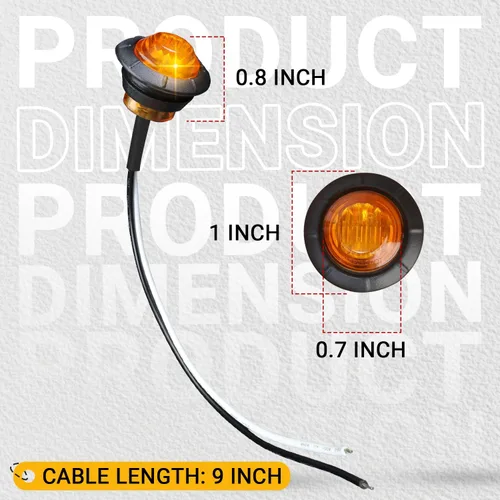 Vista 4 de TMH 30 piezas 3/4 pulgadas 10 luces ámbar + 10 luces rojas + 10 luces blancas, 3 LED, luces indicadoras de despeje, luces marcadoras laterales, mini