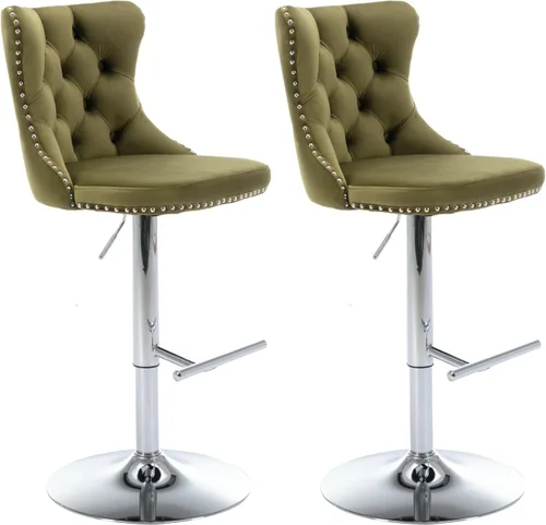 Vista 117 de Aoowow Juego de 2 taburetes de bar giratorios, taburetes de bar ajustables con respaldo de terciopelo copetudo, sillas de bar modernas tapizadas