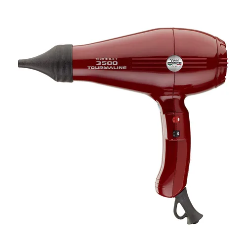 Vista 4 de GAMMA+ 3500 - Secador de pelo iónico de turmalina profesional, 2 boquillas, 6 ajustes de calor, rojo