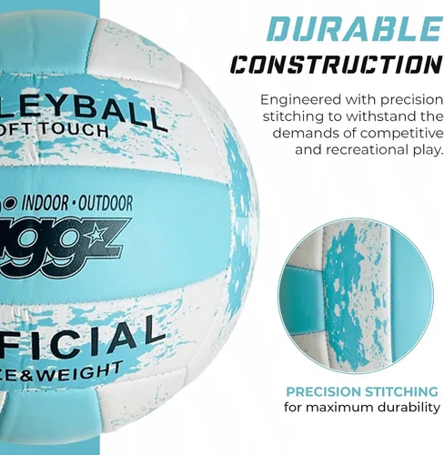Vista 3 de Biggz Beach Volleyball Size 5 with Hand Pump - White or Teal