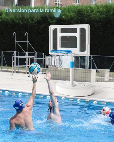 Vista 5 de Pool Basketball Hoop, Adjustable Swimming Pool Basketball Goal, Stainless Steel Poolside Hoop with 32" Shatterproof Backboard, Portable Poolside