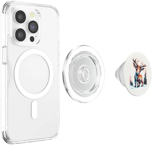 Vista 4 de PopSockets MagSafe PopGrip estéticos de Navidad con diseño de reno para iPhone