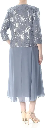 Vista 5 de Alex Evenings Vestido tipo chaqueta con botones frontales y longitud del té para mujer