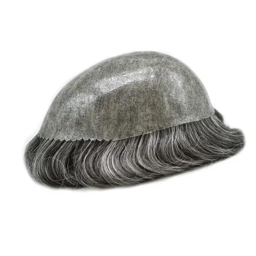 Vista 303 de Toupee para hombre 100% cabello humano real tupé para hombres 0.004 in piel de poliuretano para hombre, sistema de reemplazo de piezas de pelo