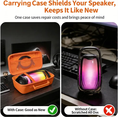 Vista 3 de Funda de almacenamiento rígida de EVA a prueba de golpes, impermeable, para altavoz Bluetooth portátil JBL Pulse 6, bolsa de transporte protectora