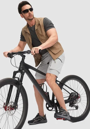 Vista 6 de Bikewa Men's Mountain Bike Shorts 3D Padded Loose-fit MTB Biking Riding Cycling Bicycle Biker Shorts Zipper Pockets