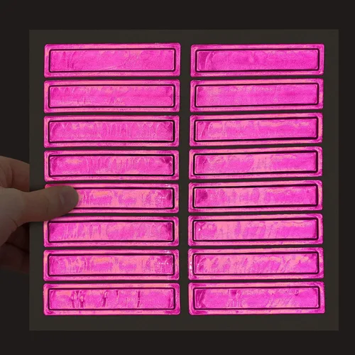 Vista 11 de MyHardHatStickers Tiras reflectantes retro duraderas para casco en color naranja fluorescente y azul - 1" x 4", paquete de 16, pegatinas para casco