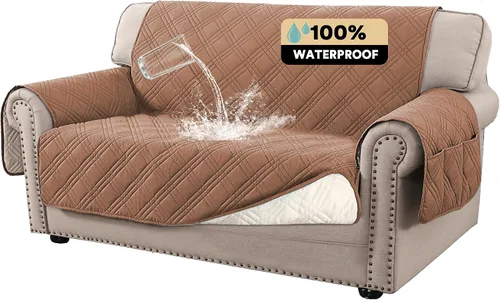 Vista 34 de PrinceDeco Fundas 100% impermeables para sofá biplaza de 2 cojines, fundas impermeables y lavables para sofá con bolsillo lateral, protector