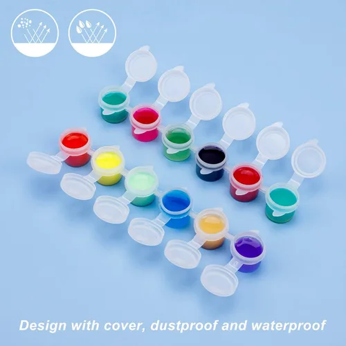 Vista 7 de YGAOHF 15 tiras 90 macetas de pintura vacías, 0.2 fl oz/0.17 onzas, macetas grandes vacías con tapas, contenedor de pintura acrílica fácil de abrir