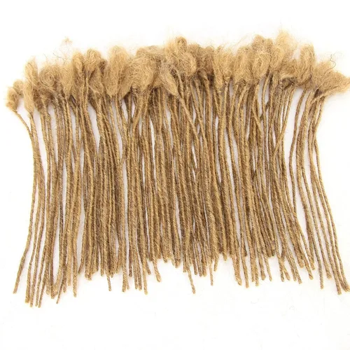 Vista 2 de Minilocs - Extensiones de rastas de 0.1 in, 100 hebras, extensiones de cabello humano rubio miel, marrón, trenzas de ganchillo