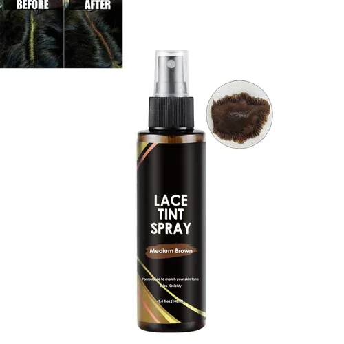 Vista 2 de Spray de tinte de encaje para pelucas, cierres y parte delantera - tonos oscuros, medios y marrón claro (3.3 fl oz)
