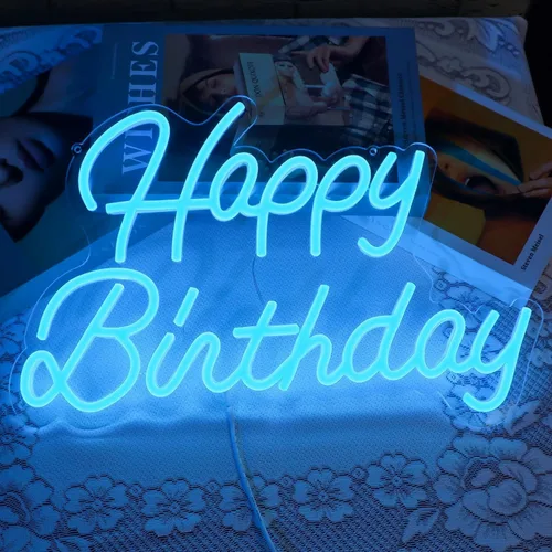 Vista 9 de Letrero de neón regulable y reutilizable para decoración de pared de fiesta de cumpleaños, luz LED USB para telón de fondo para decoración de fiesta