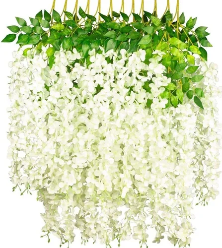 Vista 11 de OUKEYI Guirnalda de flores artificiales de glicina, 12 unidades, flores falsas de seda de 3.6 pies para colgar en interiores y exteriores, hogar