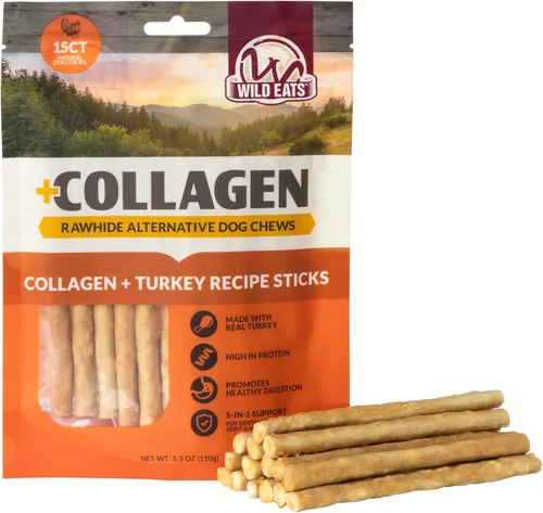 Vista 25 de Wild Eats Palitos de Colágeno de Pato Real Retriever para Perros, (15 Unidades) - Golosina Masticable para Perros de Larga Duración, Sin Cuero
