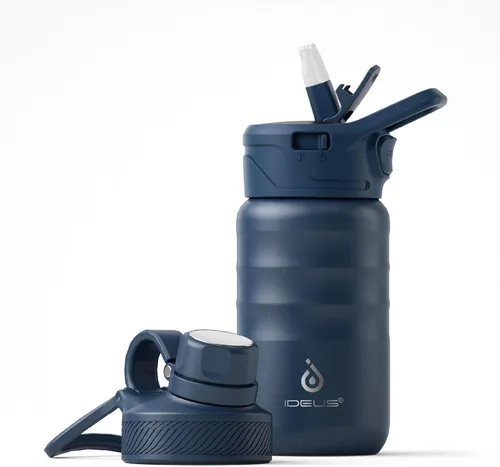 Vista 19 de IDEUS Botella de agua aislada de 12 onzas, botella de agua aislada de acero inoxidable para la escuela, botellas aisladas con pajitas a prueba