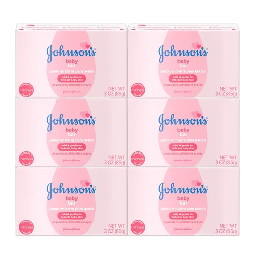 Vista 3 de Johnson's Baby Barra de jabón suave para el baño del bebé y el cuidado de la piel, hipoalergénica, 3 onzas Suave para el baño y el cuidado