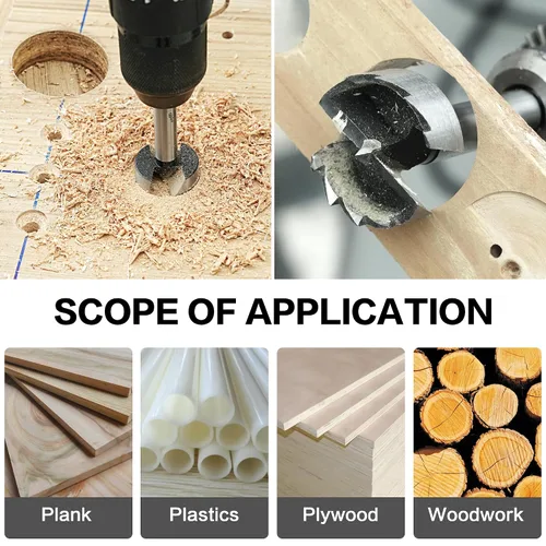 Vista 6 de BeHappy Juego de brocas Forstner con vástago hexagonal, 16 piezas de brocas de madera con vástago multicara para carpintería, abridor de barrena