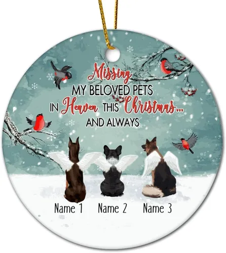 Vista 14 de Personalized Pet Memorial Ornament, Miss My Beloved Pets in Heaven Ornament, Dog Christmas Ornament, Pet Loss Gift, Dog Angel Wings Ornament, Custom