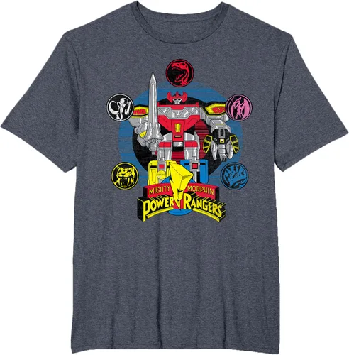 Vista 59 de Power Rangers Camiseta Megazord Asfalto