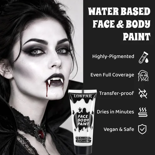 Vista 4 de Pintura corporal blanca para maquillaje de Halloween, crema a base de agua Blanco