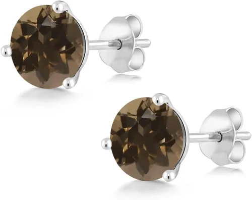 Vista 19 de Gem Stone King Aretes de oro de 14 quilates, 0.236 in, piedra natal redonda, Martini, 3 puntas, aretes de oro para mujer