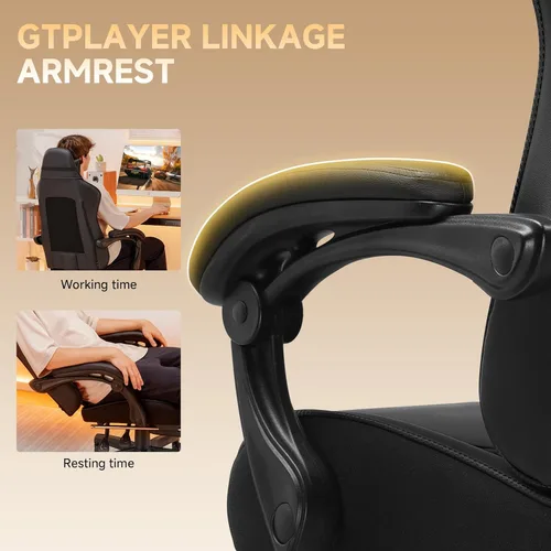 Vista 6 de GTPLAYER Gaming Chair, High Back Leather Computer Gaming Chair with Footrest, Ergonomic Height Adjustable Office Chair with Removable Cover and