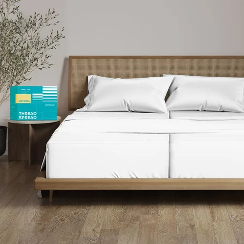 Vista 45 de THREAD SPREAD Sábanas 100% Algodón Egipcio Tamaño Twin - 800 Alto Número de Hilos 3 Piezas Sábanas Twin Extra Largas para Dormitorio, Bolsillo