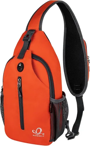 Vista 127 de Waterfly - Mochila cruzada tipo bandolera para viajes y caminatas, bolsa de pecho, Gris, talla única