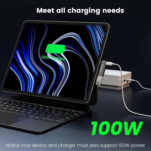 Vista 4 de MOGOOD - Adaptador USB C OTG 2 en 1 con carga PD de 100 W Puerto USB 3.0, ángulo recto, para Galaxy S24, Quest 3, iPad, Chromecast, Pi-KVM, datos