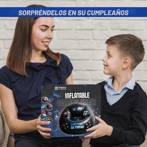 Vista 10 de Silla de juego inflable para niños y adolescentes con portavasos y bolsillos laterales - Estas sillas de tipo «puf» de aire para juegos para niños