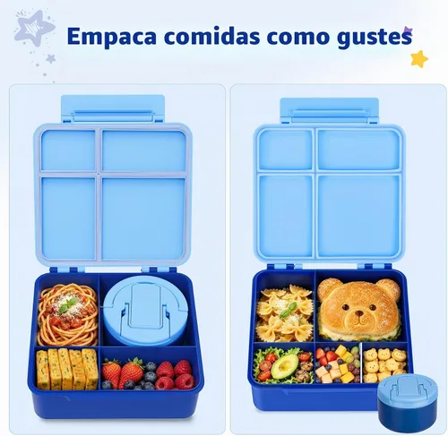 Vista 7 de MAXSO Set de Lonchera Bento con Termo para Sopa de 8 oz, Envase para Alimentos Calientes con 4 Compartimentos a Prueba de Fugas para Niños con Taza