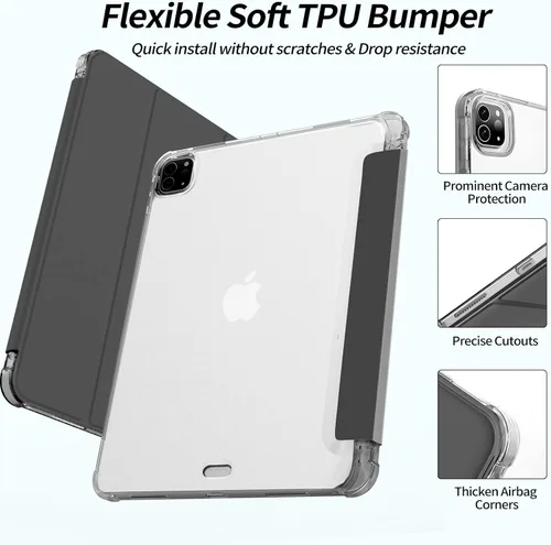 Vista 7 de Kenke - Funda para iPad Pro de 11 pulgadas 4ª/3ª/2ª/1ª generación 2022/2021/2020/2018 con soporte para carga de segundo lápiz con soporte