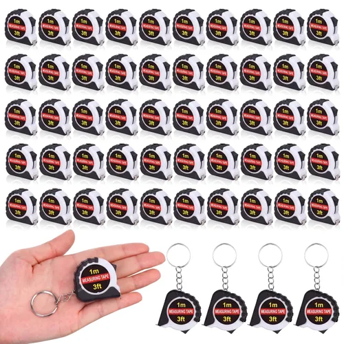 Vista 14 de Kanayu 50 mini llaveros de cinta métrica de 3 pies, cinta métrica retráctil pequeña a granel con cerradura de acero de fácil lectura, bolsillo