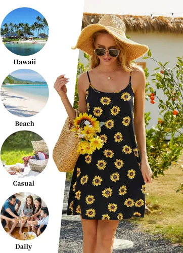 Vista 6 de MSBASIC - Vestido de verano para mujer sin mangas con tiras ajustables