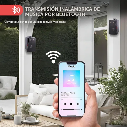 Vista 3 de Pyle PDWR42BBT - Altavoz Bluetooth inalámbrico impermeable para exteriores, 3.5 pulgadas, par de 3 vías, pasivo, resistente a la intemperie, sistema