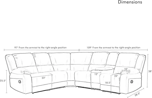 Vista 2 de Sofá seccional reclinable manual en forma de L para sala de estar Sofá modular modular de 109 pulgadas Sofá reclinable de piel sintética negra