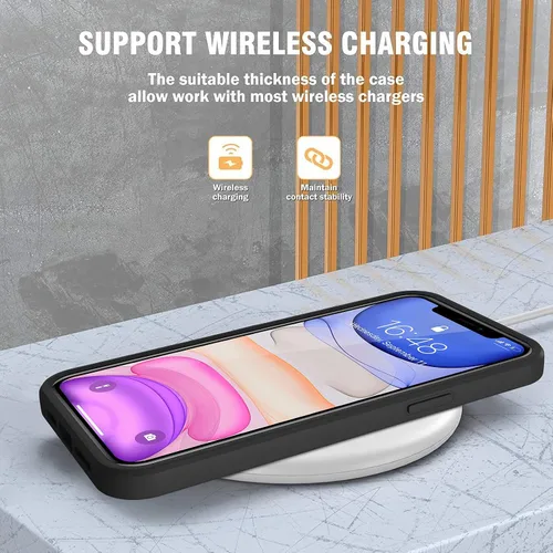 Vista 6 de Funda compatible con iPhone 11, diseño transparente de cuerpo completo con protector de pantalla integrado, a prueba de golpes, antiarañazos, Negro