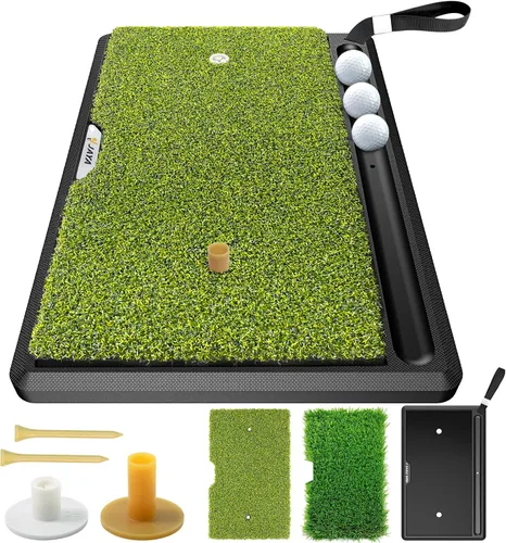Vista 6 de JAYA Alfombrilla de golf con base de goma pesada, alfombrilla de práctica de golf plegable para entrenamiento en interiores y exteriores, calles
