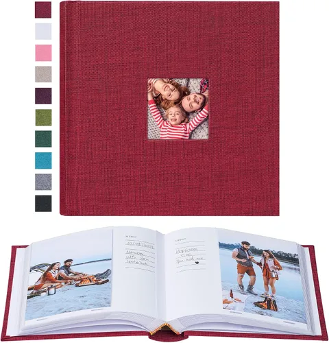Vista 29 de Mublalbum - Pequeño álbum de fotos 4x6 con cubierta de lino y áreas de notas, libro de fotos con bolsillos verticales para boda, familia, bebé