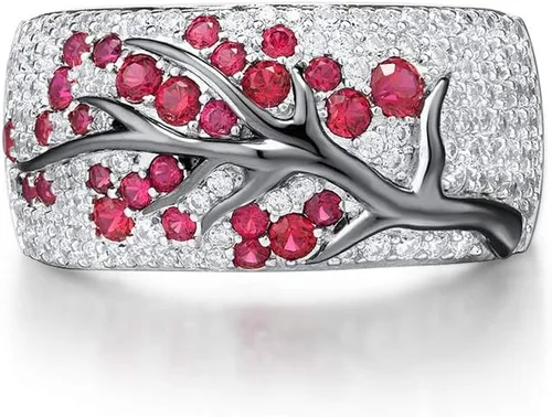 Vista 2 de Santuzza Anillo de plata de ley 925 con circonita cúbica y ramas de árbol para mujer