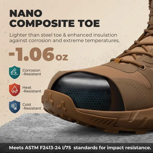 Vista 6 de NORTIV 8 Botas de trabajo ligeras con punta compuesta para hombre Coyote